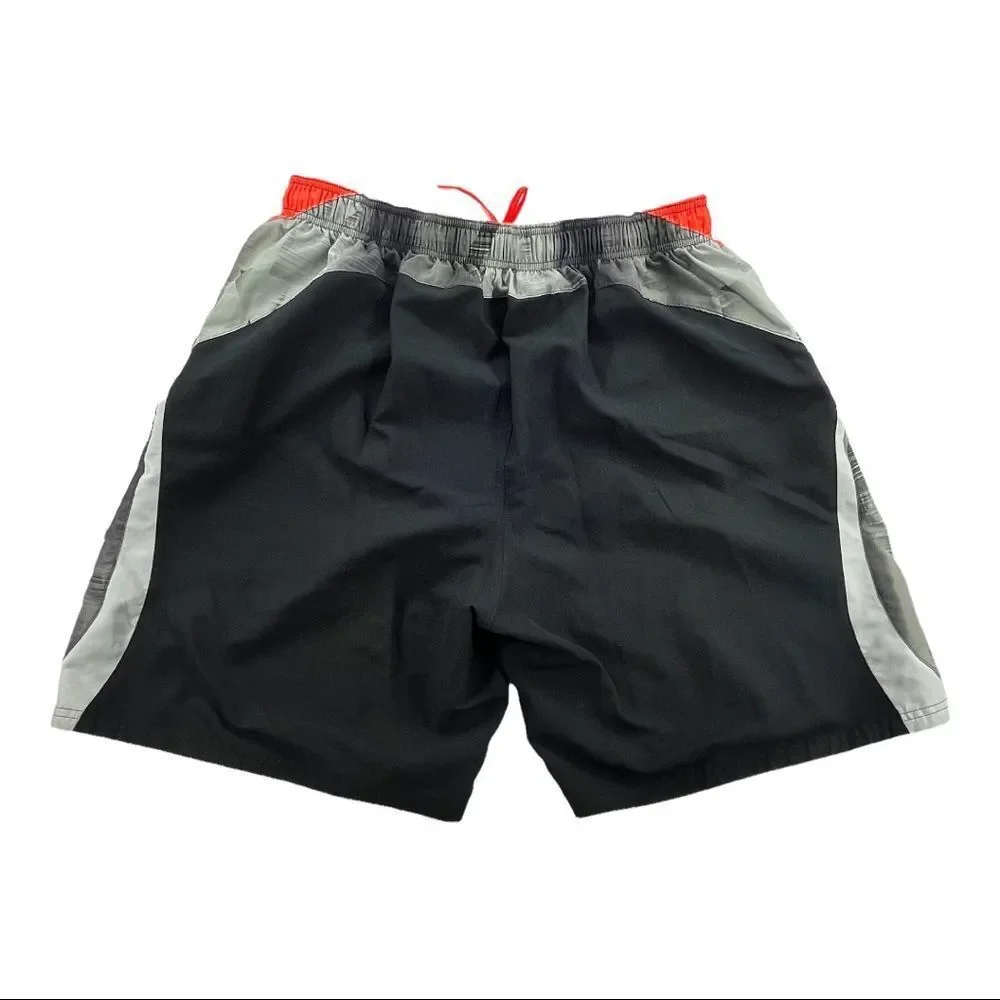 Nike Mens Swim Trunks Black and Orange with 3 Pockets size XXL (10160)